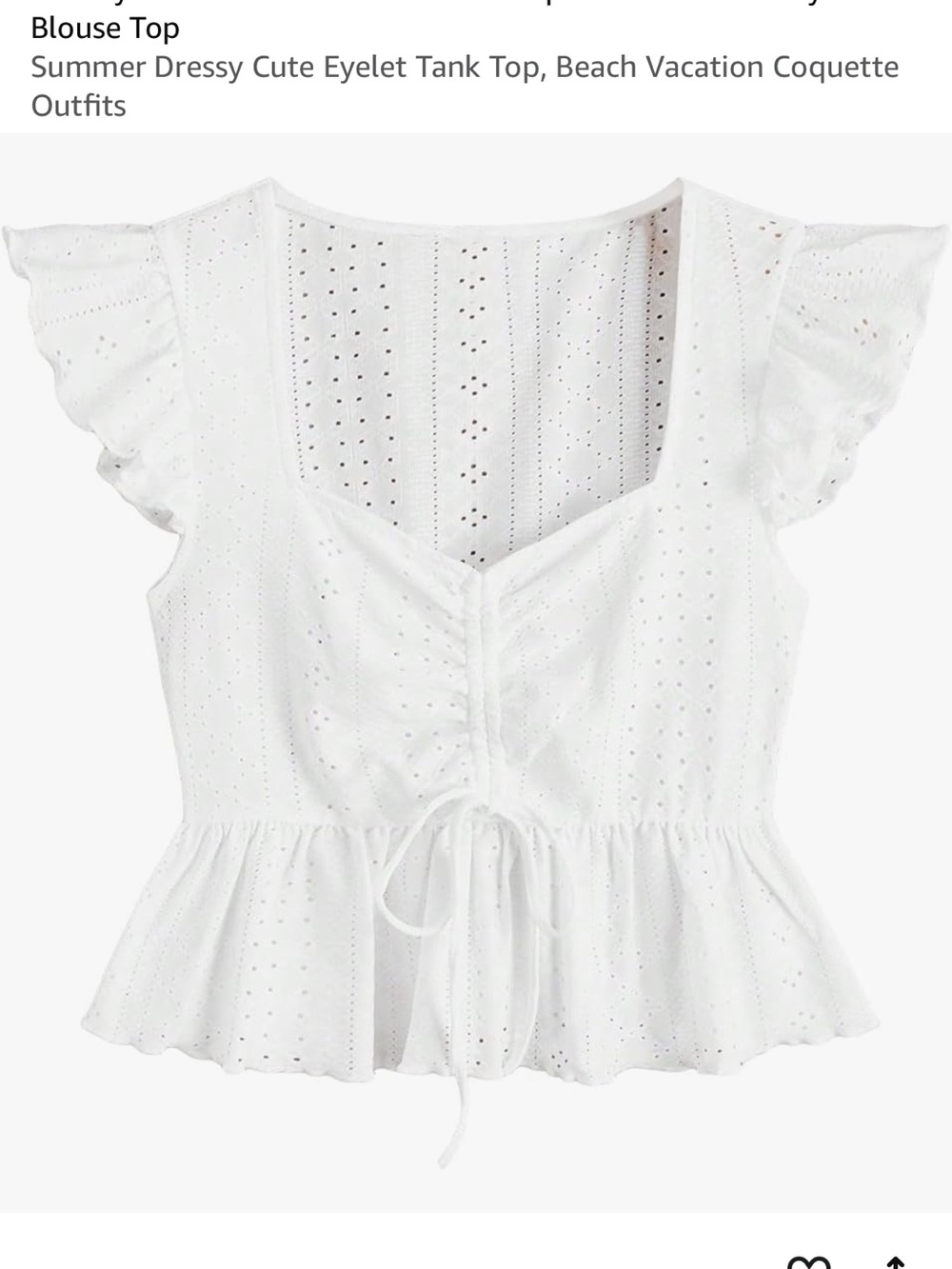 Women’s White Eyelet Peplum Top with Ruffle Sleeves